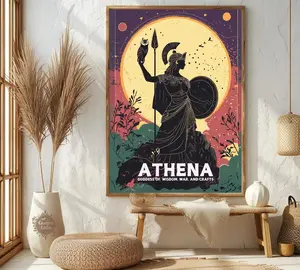 Athena Greek Goddess Poster | Ancient Mythology Art Print | Olympian Gods Wall Art | Classical Greek Fine Art Decor