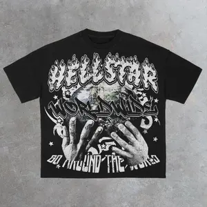 Sopula Vintage Hellstar Worldwide Print Graphic Cotton T-Shirt