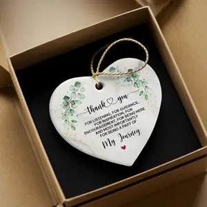Heart-Shaped Thank You Ceramic Christmas Ornament, Christmas, Thank You Gift for Coworker, Friend, Teacher, Boss, Employee, Xmas Tree Decoration 2024