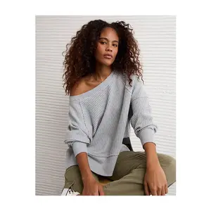 AE Big Hug Off-the-Shoulder Waffle Sweatshirt