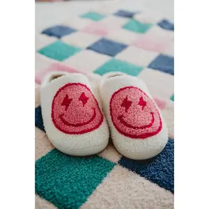 Hot Pink and White Lightning Happy Slippers