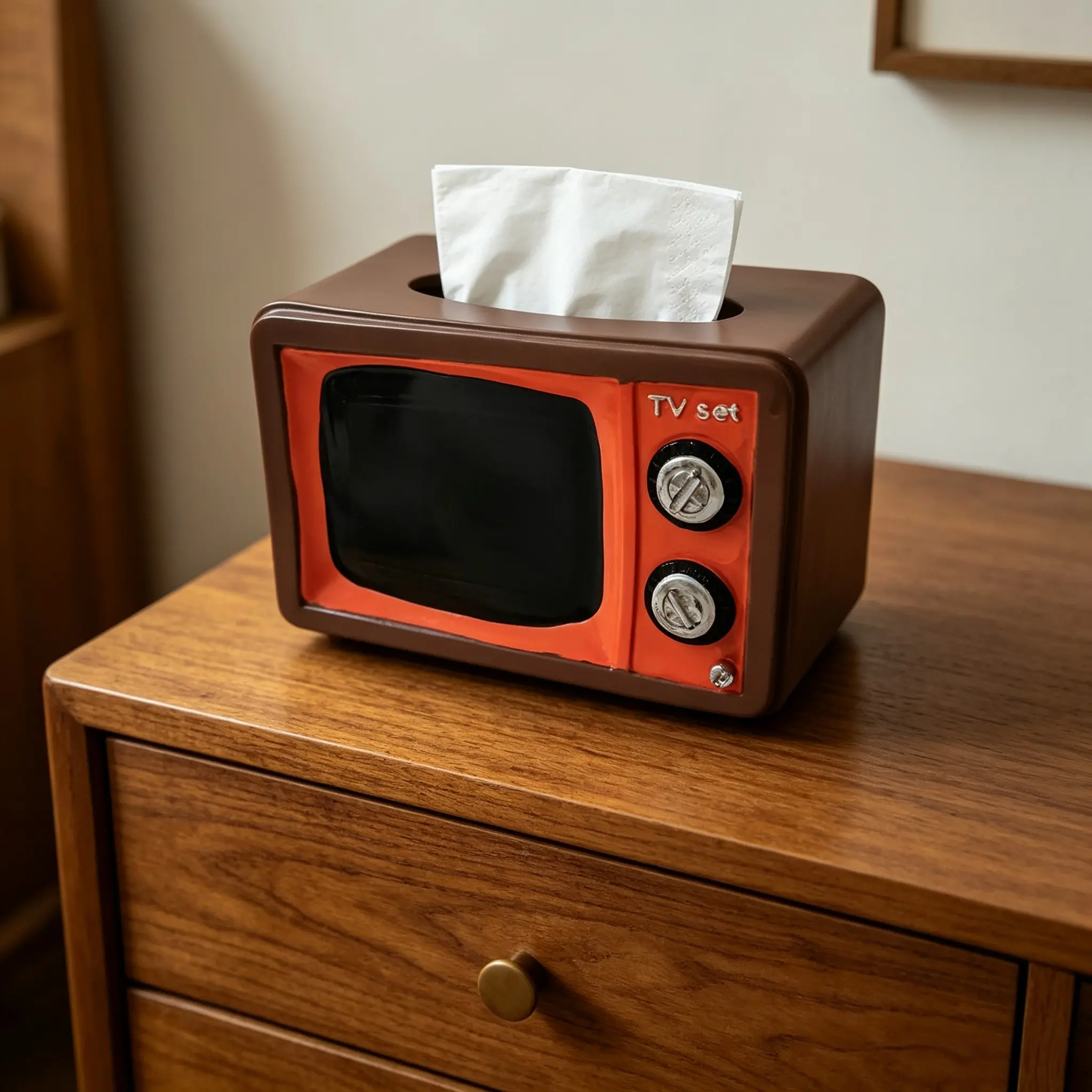 Vintage TV Style Paper Towel Holder, Tissue Holder, Cabinet Design, Space-Saving Bathroom or Living Room Decor, Durable Home Accessory, Bathroom Organizing Accessories
