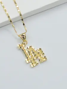 Fashion Hip Hop Geometric Texture Gold Plated Letter Pendant Necklace, Vintage Street Style Unisex Jewelry Gift