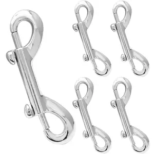 5 PCS Double Ended Bolt Snap Hook, 3.5 Inch Zinc Alloy Hook Metal Clips, Heavy Duty Trigger Chain Clips for Key Chain Dog Leash Horse Pet Sling Feed Buckets