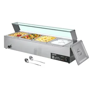 VEVOR 24QT Commercial Food Warmer, 6 - Pan Electric Steam Table, 1200W Professional Countertop Stainless Steel Buffet Bain Marie with 86 - 185F Temp Control for Catering, Buffet, Parties, RestaurantsVEVOR Super Brand Day