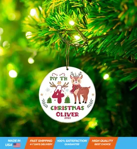 Personalized Baby Reindeer My First Christmas Ornaments Cute Acrylic Ornament Gifts Custom Name for Boys Girls Kids Xmas Pine Tree Accessories New Year Day Decorations
