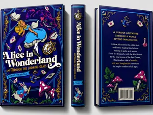 Lewis Carroll's Alice in Wonderland & Through the Looking Glass Adventures, 282-Page Deluxe Hardcover Classic Fantasy Collectors' Literature & Art Book (Books Category)