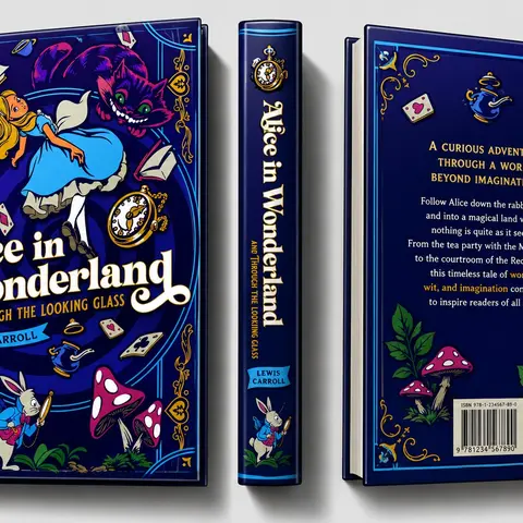Lewis Carroll's Alice in Wonderland & Through the Looking Glass Adventures, 282-Page Deluxe Hardcover Classic Fantasy Collectors' Literature & Art Book (Books Category)