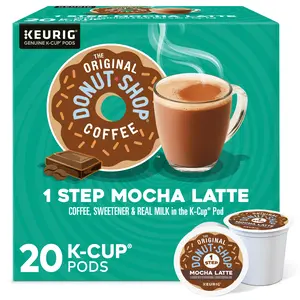 The Original Donut Shop Mocha Latte - Keurig K-Cup Pods - Easy Flavored Latte - Mocha Latte At Home - Coffee Beverage - High Box Count
