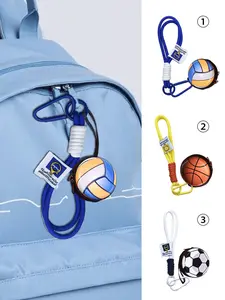 Fashion Volleyball Keychain, Multifunctional Coin Purse, Sports Backpack Charm, Basketball Football Design, Car Key Pendant