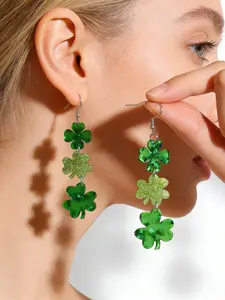 St Patricks Day Festive Minimalist Clover Acrylic Earrings for Women, Cute & Trendy Design, Perfect Gift Idea for Her, Ear Candies