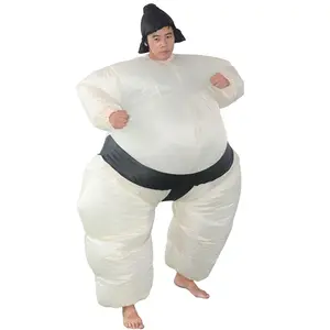 Sumo Inflatable Costume Blow up Wrestler Suit Fancy Dress Funny Jumpsuit for Halloween Cosplay Party Christmas (white)