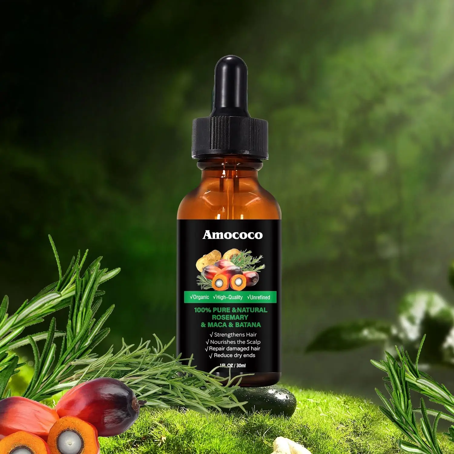 Rosemary & Batana Oil -BlendedwithJojoba & Argan 0i1-100%OrganicEssential il forHair HaircareDailyRepairing Restore MoistureVitamins Haircare Comfort