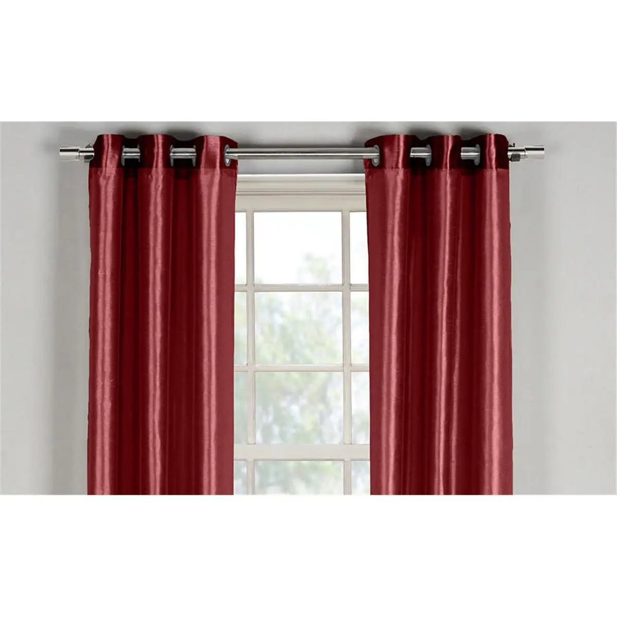 Home Textile BAQGT-12 -16840 Solid Faux Silk Room Darkening Thermal Grommet Window Curtains for Living Room & Bedroom Panels - 40 x 84 in. - Burgundy Red - Set of 2