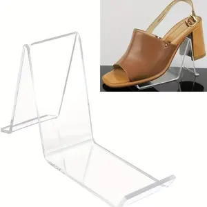 ADISEN 4 Pieces Acrylic Shoe Display Stand Clear Sandal Rack Holder High Heel Show Display Stands Shoes Organizer for Home Store Retail Shop Shoe Display Stand Acrylic Shoe Display Rack Holder Sandal Display Stands