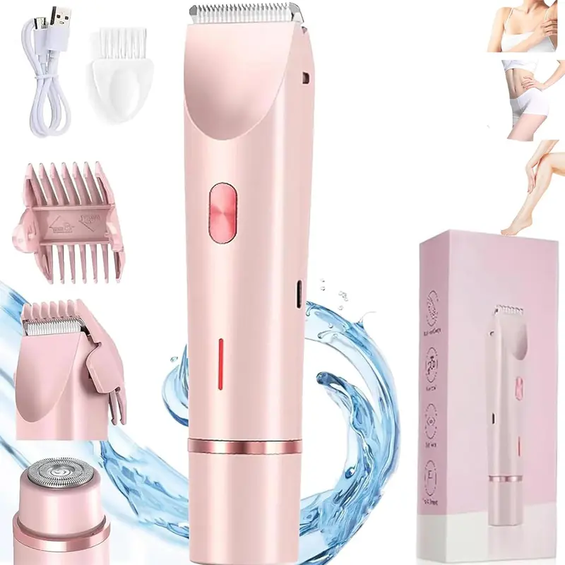 #Summervibes Bikini Trimmer for Women – Painless 2-in-1 Pubic Hair Trimmer & Facial Epilator, IPX7 Waterproof Electric Shaver for Face, Underarms & Legs, Rechargeable, Ideal Birthday Gift for Women and Men