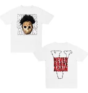 NeverBrokeAgain Haunted Vlone Tee, White Graphic T-Shirt for Streetwear and Hip Hop Fans