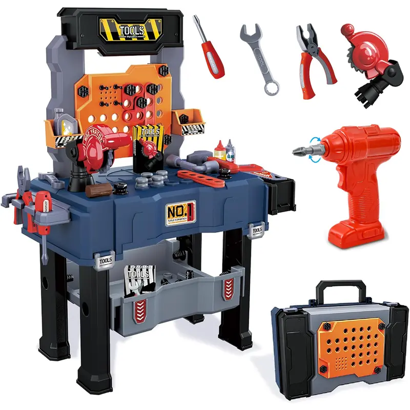 Kids Tool Bench, Kids Tool Set with with Electric Drill and Realistic Tools, Toddler Tool Set,Toddler Workbench Pretend Play Learning Gift for Boys & Girls Age 3-5, 20 X 10.5 X 24.6 in