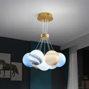 Unique Planet Chandelier- Aeyee Bubbles Ball Shape Pendant Light, Glass Hanging Light Fixture, Colorful Ceiling Chandelier