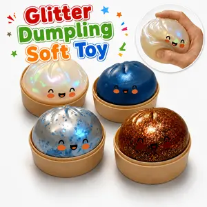 Glitter Dumpling Soft Toy (with packaging box) - Stress-relief tactile toy,Soft Dumpling Toy, Stress-relief Toy For Children, Food Simulation Toy, Stress-relief Toy, Breathable Steamed Dumpling Toy.Cute Aesthetic Decor for Kids and Party Gift
