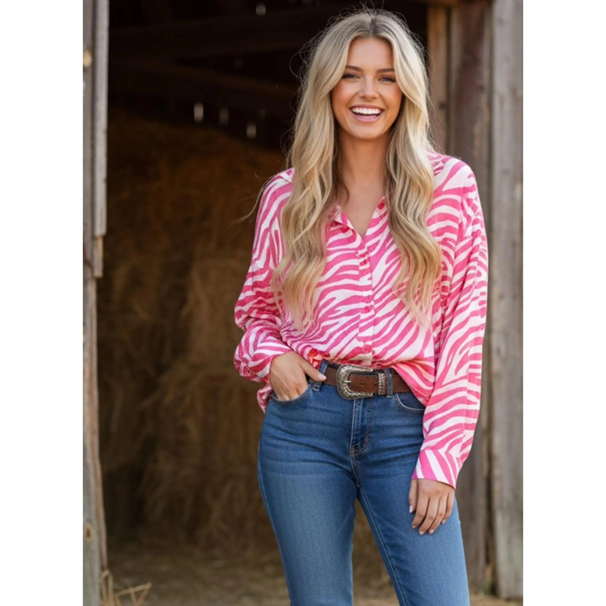 Pink Zebra Leopard Top