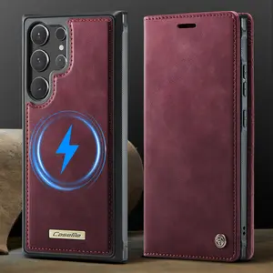 Two-In-One Leather Card Slot Magnetic Charging Anti-Drop Protective Case for Samsung Galaxy S26 Ultra S25 Ultra S24 Ultra S23 Ultra S22 Ultra