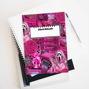 Pink Horror Journal - Sketchbook for Creatives, Cute Gift for Fans, Unique Writing Diary, Aesthetic Notebook, Halloween Decor