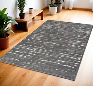 212 MAIN 572482 Decorative Rectangular Area Rug, 4x6 ft Geometric Low Pile, Machine Woven Modern Gray Neutral Tones Rectangular Area Rugs, Decorative Area Rug