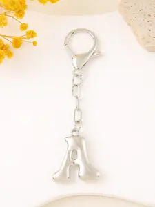 Silver Color Bubble Initial Bag Charm, Elegant Letter Keychain Jewelry for Women, Perfect Purse Accessory & Gift Idea