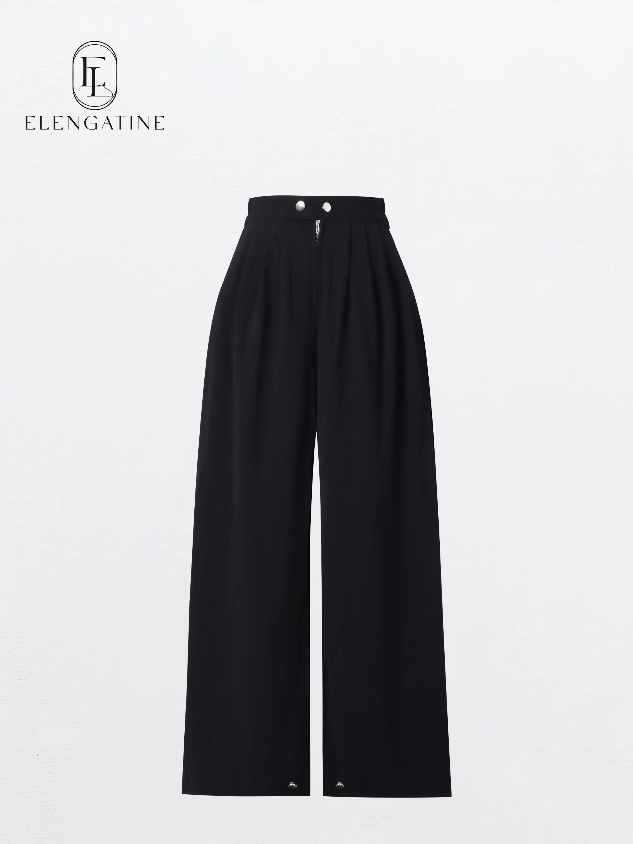 Elengatine Women's High Waist Pleated Balloon Wide Leg Trousers – Y2K Inspired Baggy Knit Pants with Zip Front Closure, Adjustable Cuffed Ankles, Loose Fit for Effortless All-Season Casual Streetwear, Trendy & Versatile Must-Have Knitwear Piece,summervibe