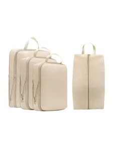 4-Piece Compression Cube Storage Bags Set, Travel Packing Cubes, Soft Durable Fabric, Expandable Travel Organizer for Clothes Shoes Cosmetics Accessories