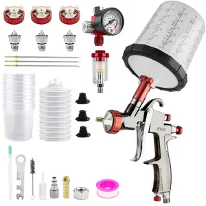 R500 Spray Gun LVLP with 650ml Mixing Cup&10 Disposable Cups, 1.3/1.5/1.7mm  Spray Paint Gun, LVLP Automotive Paint Gun for House Painting, Car, Furniture, Fence, Varnish&Top Coat pistolade pintar budget mode adjustable high capacity container Kit