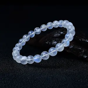 Natural Moonstone Bracelet, Attract True Love & Calm Emotions, Healing Crystal Beaded Bracelet, Good Luck Jewelry for Women Men