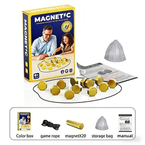 Magnetic Chess Game with 24PC Stones | Strings & Storage Bag | Portable Multiplayer Logic Training Board Game, Magnet Games with String, 2-in-1 Player, Travel Game