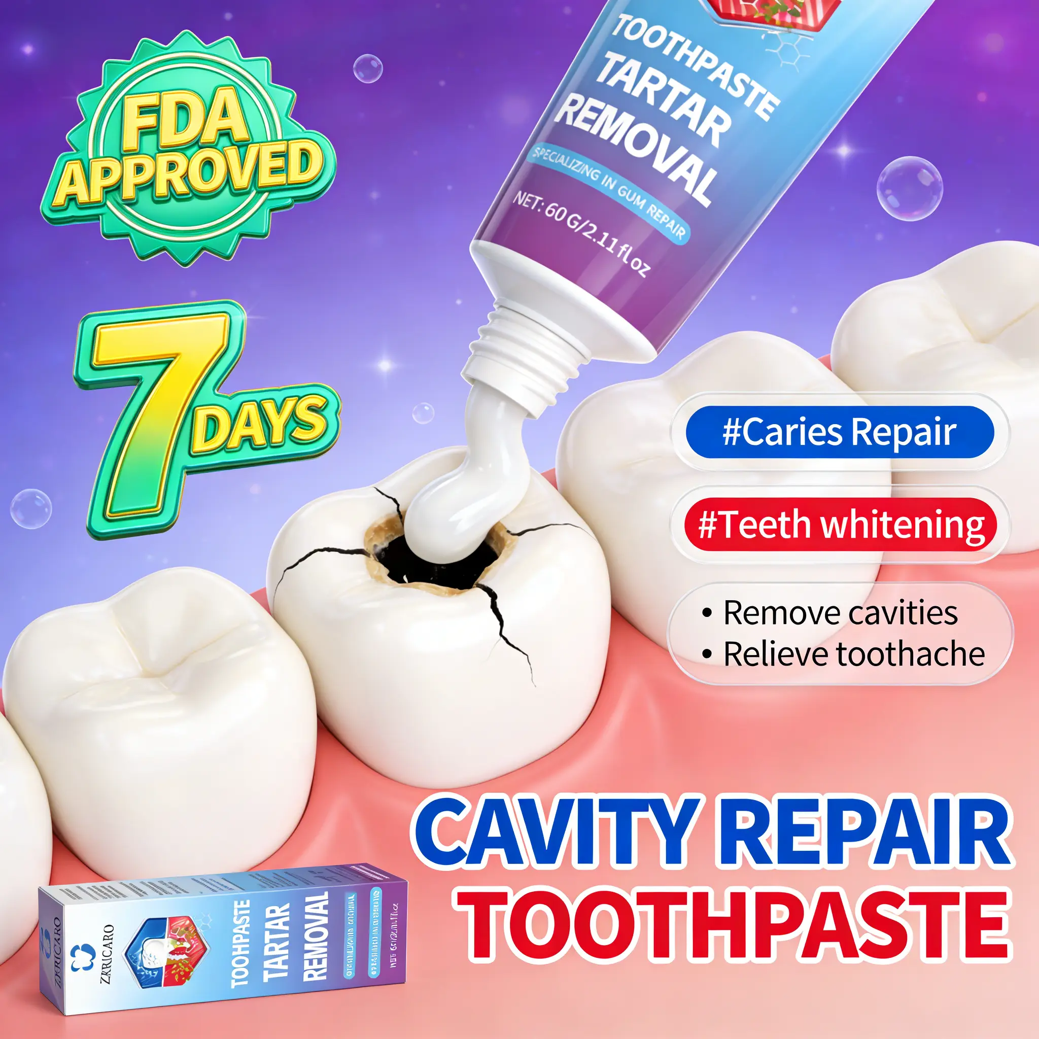 ZKRICARO Cavity Repair Toothpaste, Gentle Herbal Blend with Chamomile & Peppermint for Enamel Strengthening & Plaque Removal, Oral Care for Children, Tea Tree, Antibacterial