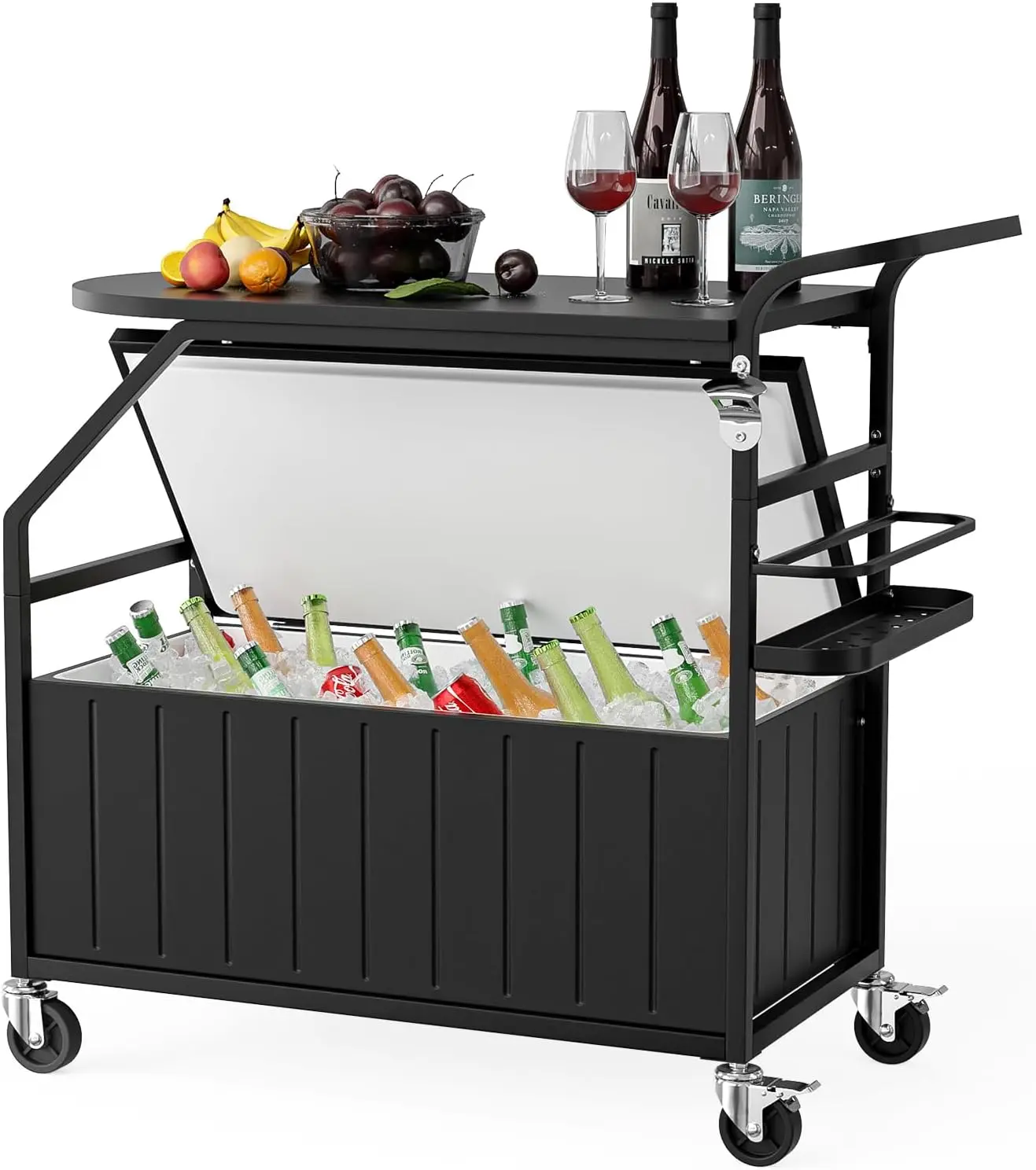 Vingly VINGLI Patio Cooler, Ice Chest with Table, Bottle Opener Drainage ...