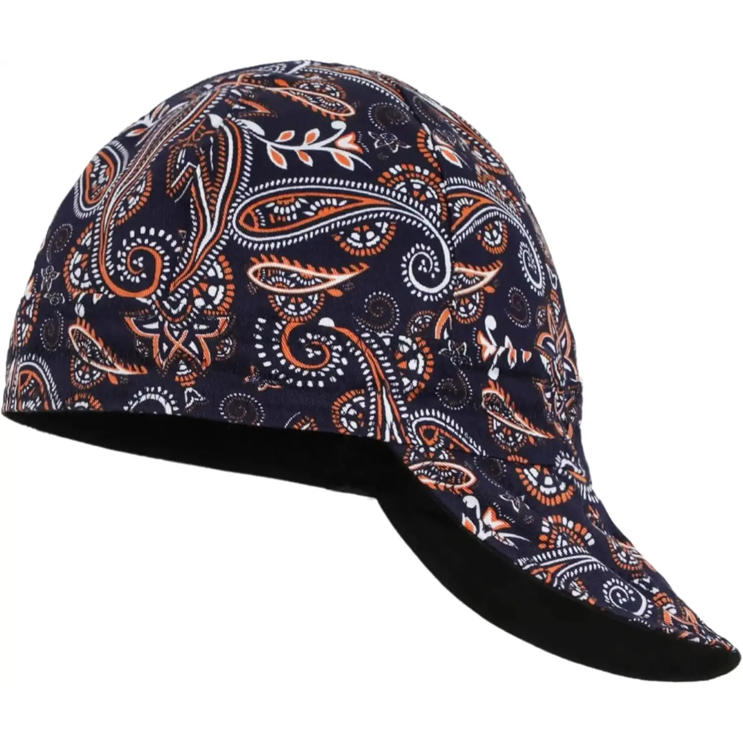 Reversible FR Paisley Printed CAT2 Welder's Cap - 6-Panel, 6.5oz Resistant Cotton, 2-Sided, Arc & Heat Protection, NFPA2112 Certified