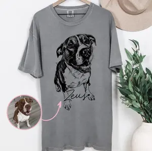 Monochromatic Custom DTG Printed Pet Comfort Colors T-shirt with Pet Photo