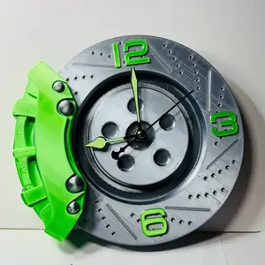 Brake Caliper Wall Clock Silent Quartz Movement Custom Colors 10 x 10 Unique Automotive Design Decor