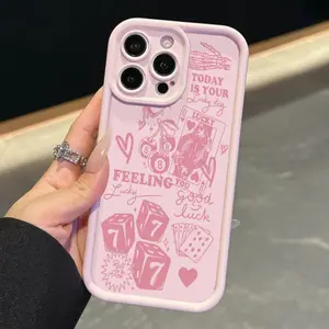 Phone Case - A Pink Dice Phone Case with a 777 Design, Compatible with Iphone 17, 16, 15, 14, 13, 12, 11, X Pro Max Plus, And Soft TPU Protective Cases for 7/8 Plus/Se.
