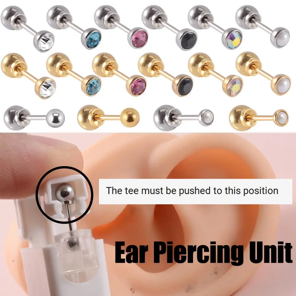 1PC Disposable Safety Ear Piercing Device Crystal Pearl Nickel Free Stud with Ball Clasp Body Piercing Jewelry Suitable Baby