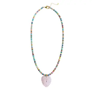 Marina Heart Necklace 24" - Pink