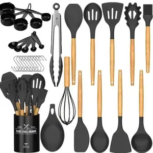 Premium 33-Piece Chef Silicone Kitchen Utensils Set, Heat Resistant Spatula, Cooking Spoon & Whisk, Dishwasher Safe Kitchen Gadgets, Non-Stick Cookware Tools Set for Daily Use summerwins nonstick