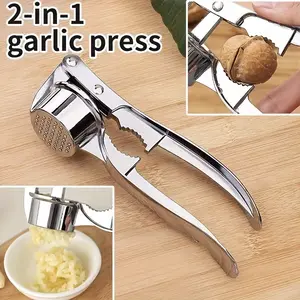 1pc Aluminium Alloy Multifunction 2-in-1 Garlic Press, Garlic Crusher, Nut Cracker & Bottle Opener - Easy-to-Use Kitchen Home Supply