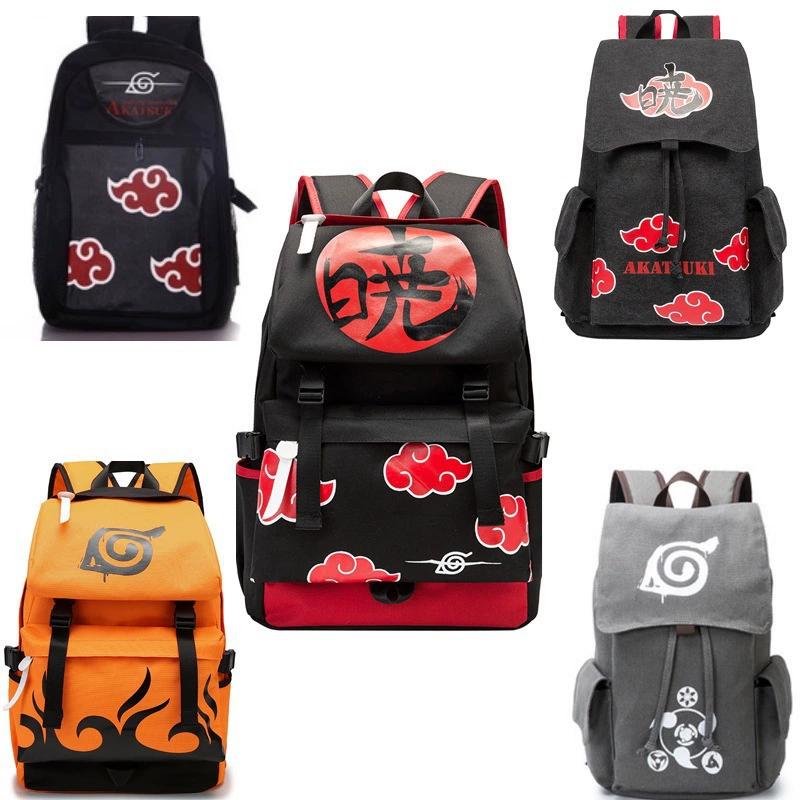 Naruto Anime Backpack Akatsuki Red Cloud Konoha Leaf Village Backpack Large Capacity Laptop School Bag Canvas Casual Travel Daypack Itachi Uchiha Naruto Uzumaki Anime Fan Backpack For Teen Boys Girls Student Outdoor Backpack Multiple Styles Available