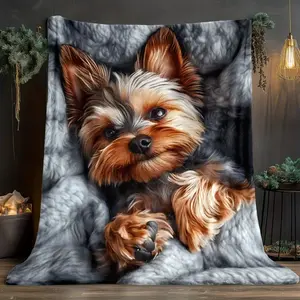 Yorkshire Terrier in Blanket Fleece Throw – Soft, All-Season Cozy Blanket for Pet Lovers & Home or Travel