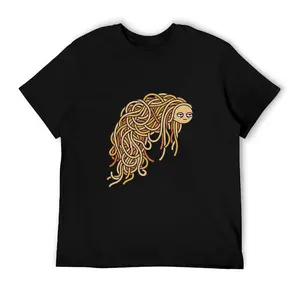 Funny Tired Spaghetti T-Shirt Sarcastic Corporate Burnout Graphic Tee Noodle Monster with Deadpan Eyes Relatable Gag Gifts for Friends