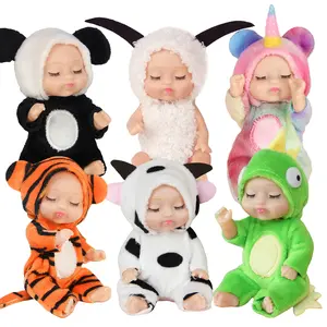 6pc Mini Baby Doll, Realistic Dolls With Animal Clothes, Cute Tiny Babies Decor Set For Girls Boys, Christmas/ Halloween, Thanksgiving Day, Party Favors Birthday Decor