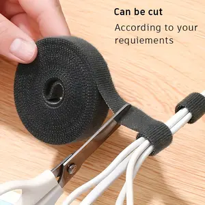 Reusable Cable Management Tie Roll, Hook and Loop Cord Organizer for Wires, Data Cable Storage Home Office Use