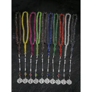 Unisex High-Gloss Multicolor Beads Tasbih Chain - Luxury Middle Eastern Style Prayer Beads, Daily Use Fashion Costume Jewelry Accessory, Yes